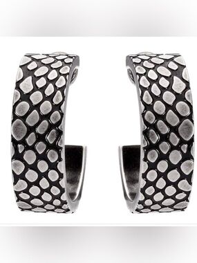 Calvin Klein Jeans Men's Gunmetal Textured Hoop Earrings